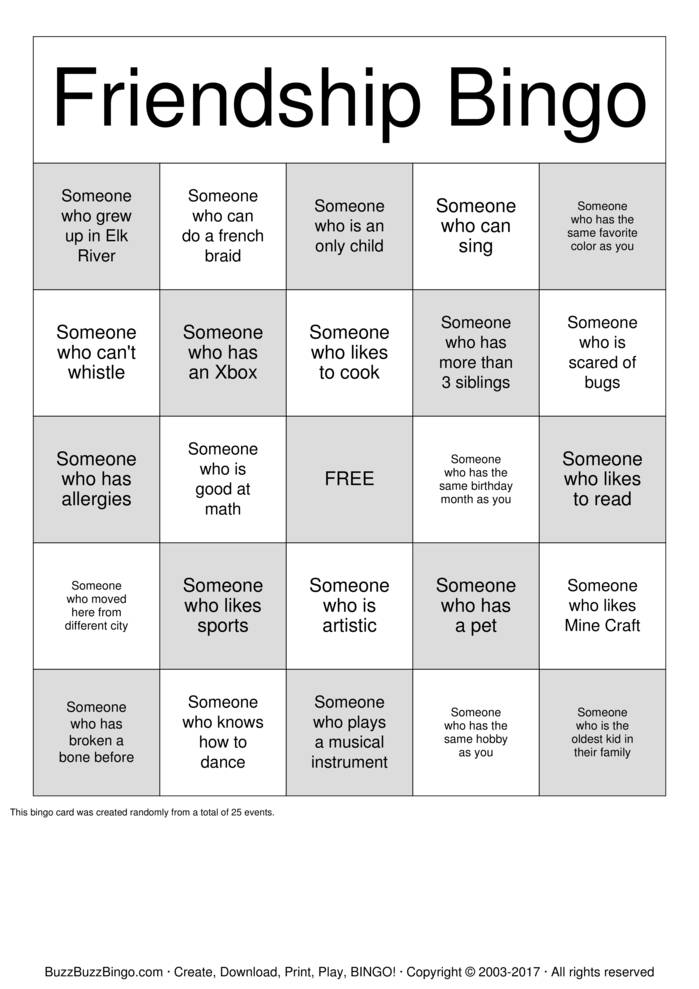 Download Free Friendship Bingo Bingo Cards Download Free Friendship Bingo Bingo Cards