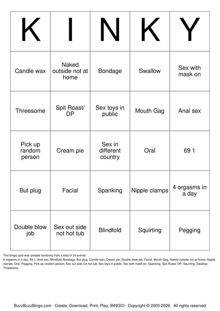Download Free Kinky Bingo Cards