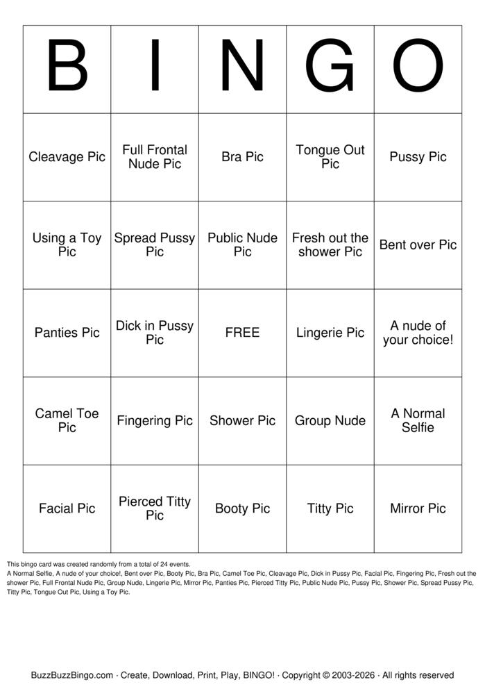 Download Free Nudes Bingo Cards
