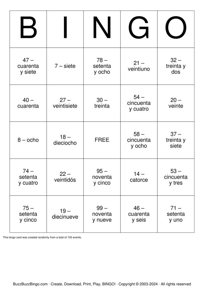 Download Free Numbers 1-100 Bingo Cards