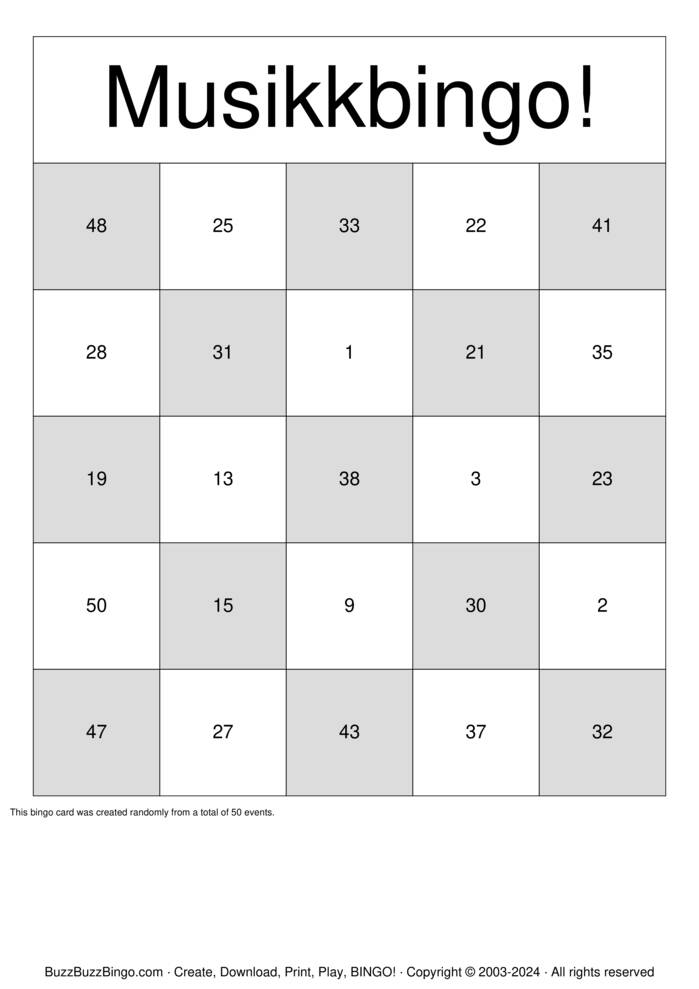 Download Free Numbers 1-50 Bingo Cards