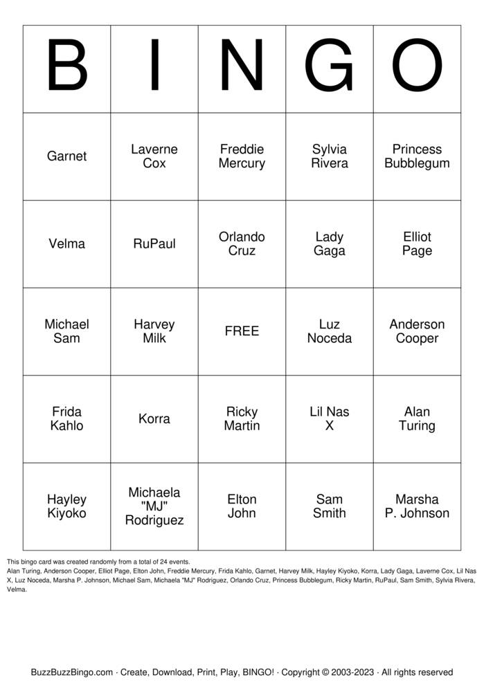 Download Free QUEER BINGO Bingo Cards Download Free QUEER BINGO Bingo Cards
