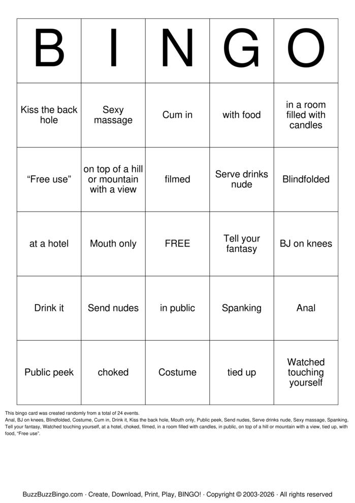 Download Free Sex Bingo Cards