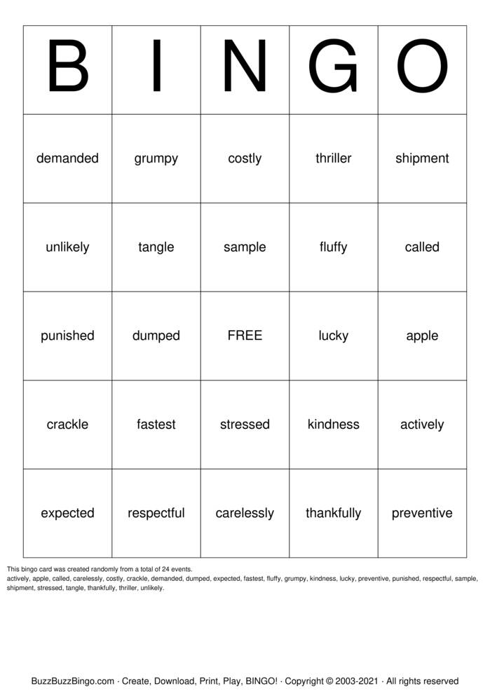Download Free Two Syllable Words VCe Bingo Cards