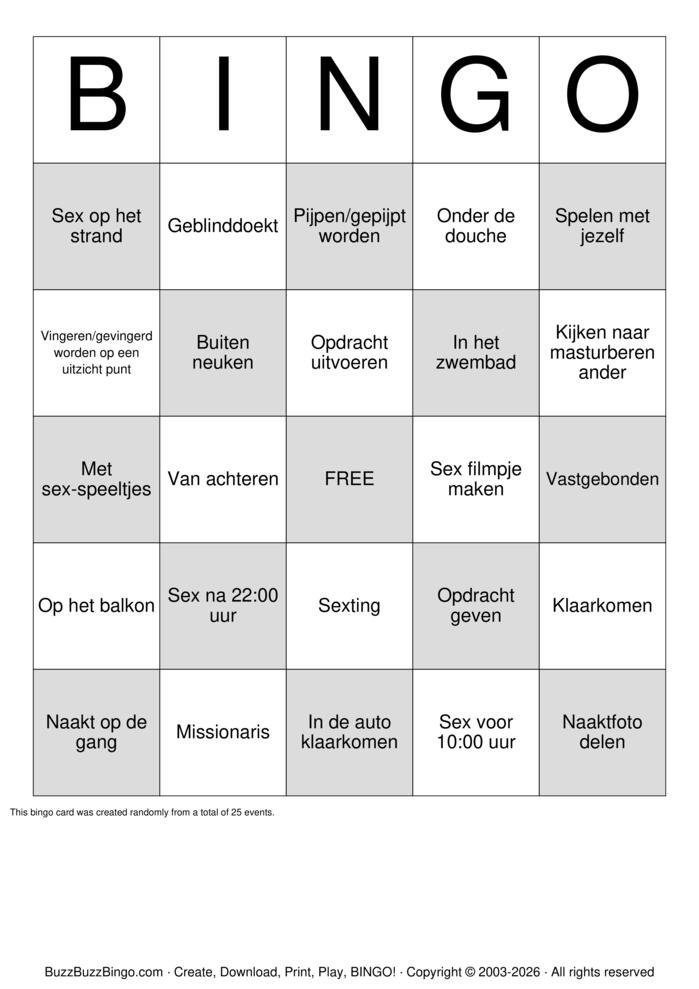 Download Free Vakantie Sex Bingo Bingo Cards