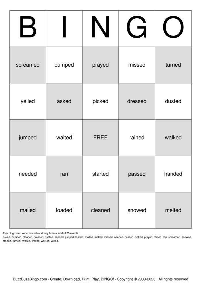 Download Free Word Sort Bingo Cards