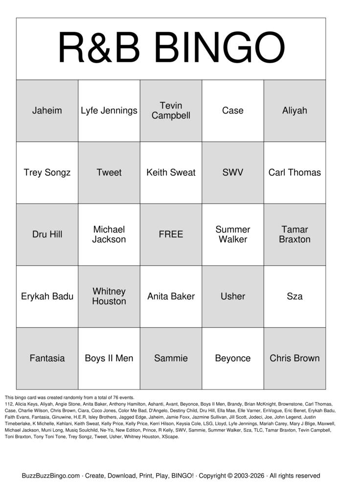 Download Free Custom Bingo Cards