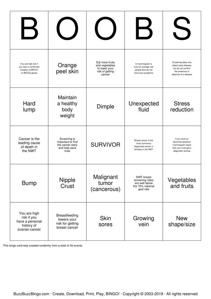 Breast Cancer Bingo Cards To Download Print And Customize breast-cancer-bingo-card
