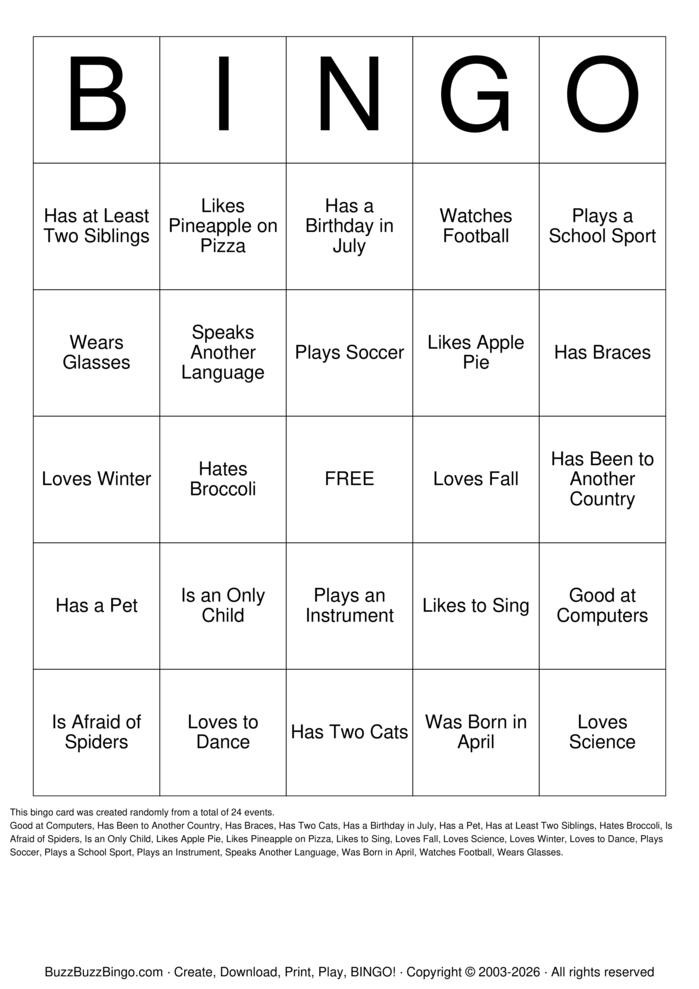 Download Free Buddy Bingo Bingo Cards