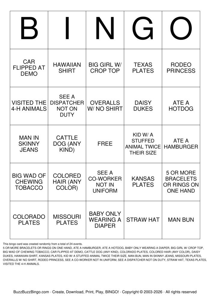 Download Free COUNTY FAIR BINGO THE FUN SIDE Bingo Cards Download Free COUNTY FAIR BINGO THE FUN SIDE Bingo Cards