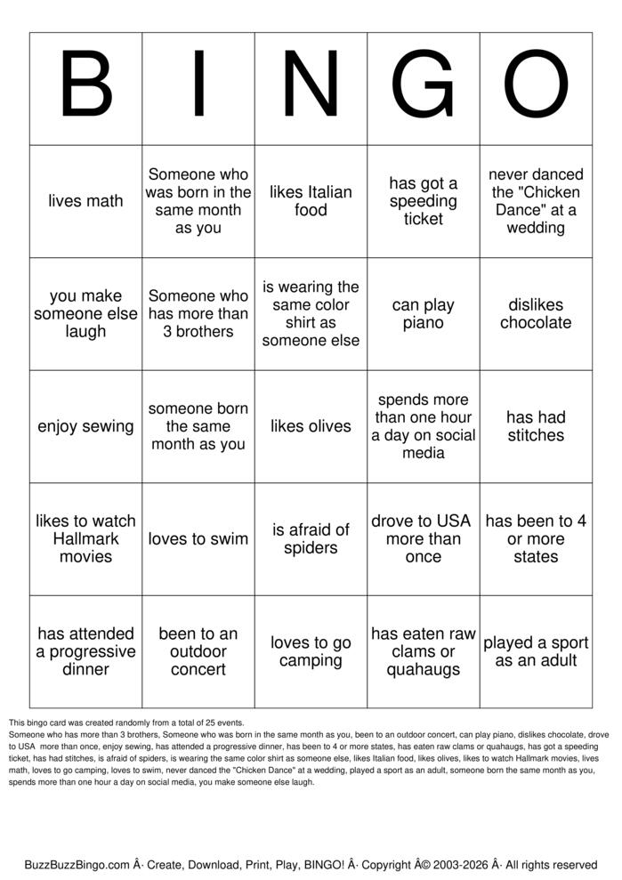 Download Free Find Someone Who... Bingo Cards