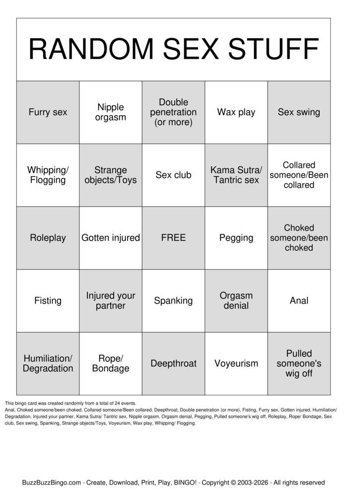 Download Free KINKY SEX BINGO Bingo Cards Download Free KINKY SEX BINGO Bingo Cards