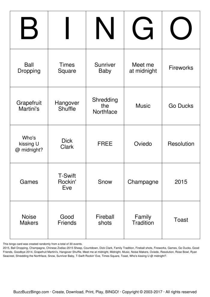 Download Free New Years Bingo Cards Download Free New Years Bingo Cards