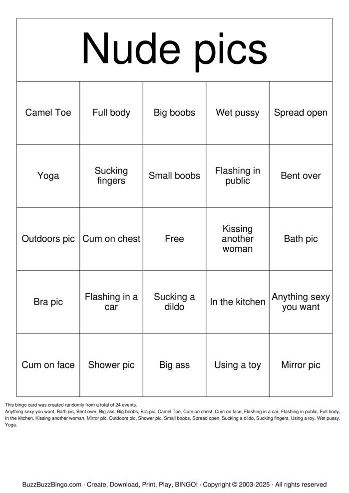 Nude Bingo Bingo Cards to Download, Print and Customize!