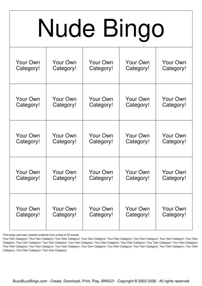 Download Free Nude Bingo Bingo Cards Download Free Nude Bingo Bingo Cards