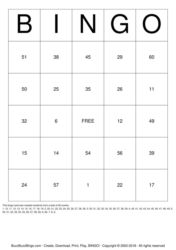 Download Free Numbers 1-75 Bingo Cards