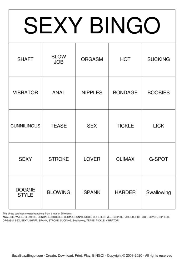 PENIS Bingo Cards to Download, Print and Customize!