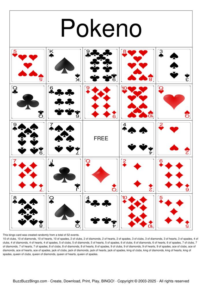 Pokeno Bingo Cards to Download, Print and Customize!