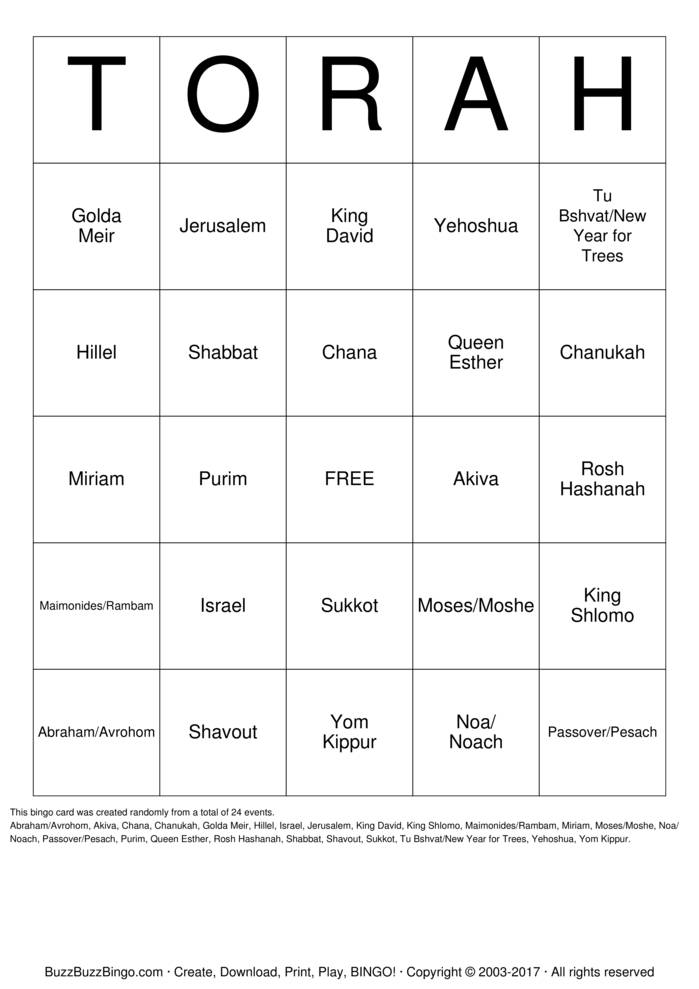 Download Free Religious Bingo Cards