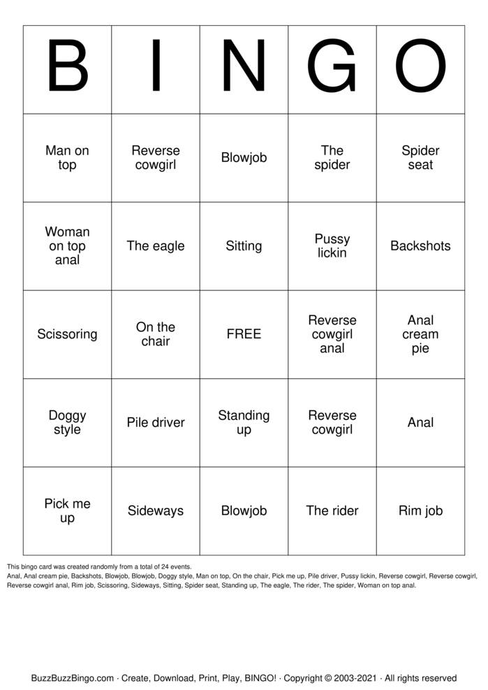 Download Free SEX positions Bingo Cards