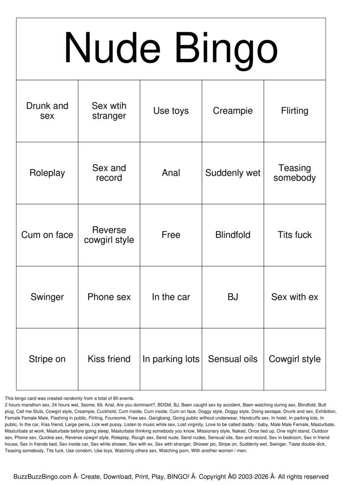Download Free Sex Bingo Bingo Cards