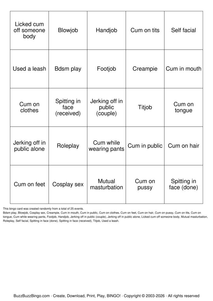 Download Free Cum bingo Bingo Cards
