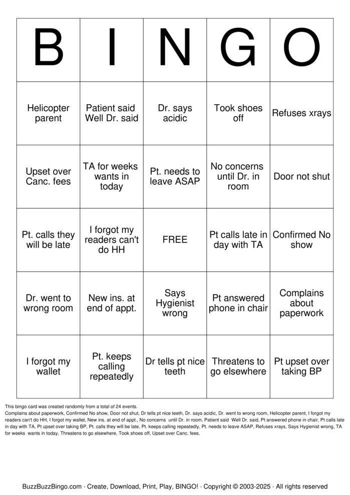 Dental Bingo Cards to Download, Print and Customize!