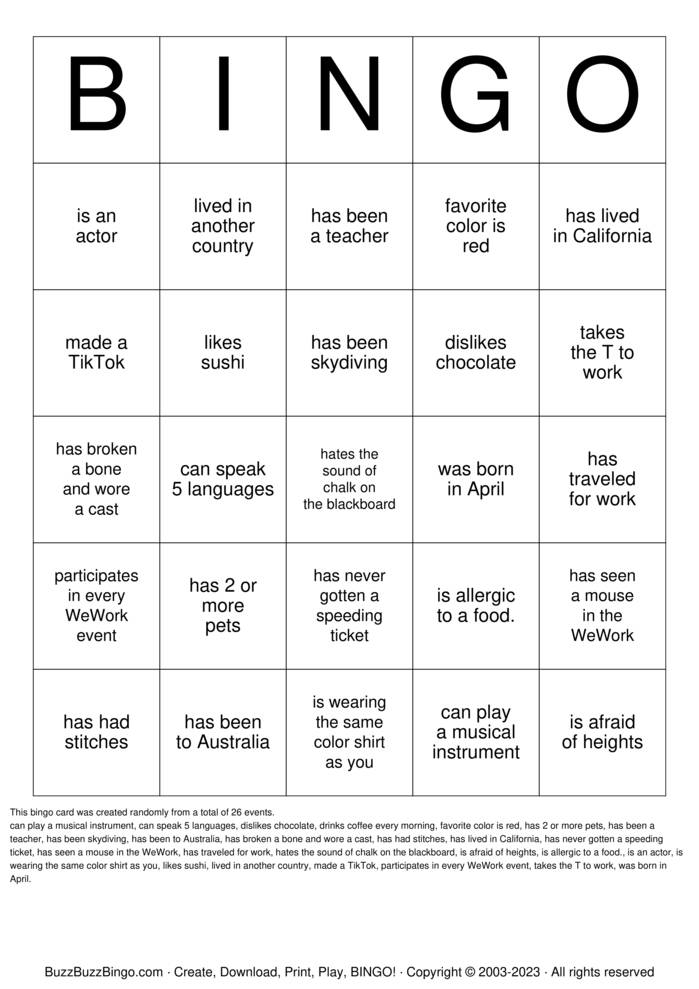 Find Someone Who... Bingo Cards to Download, Print and Customize!