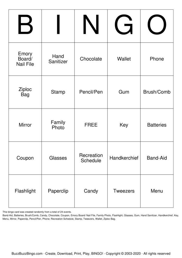 Handbag Bingo Bingo Cards to Download, Print and Customize!