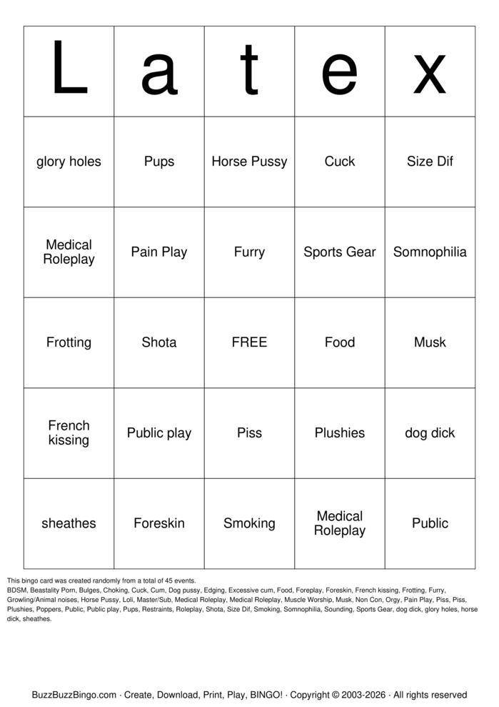 Download Free  Kink Bingo Bingo Cards