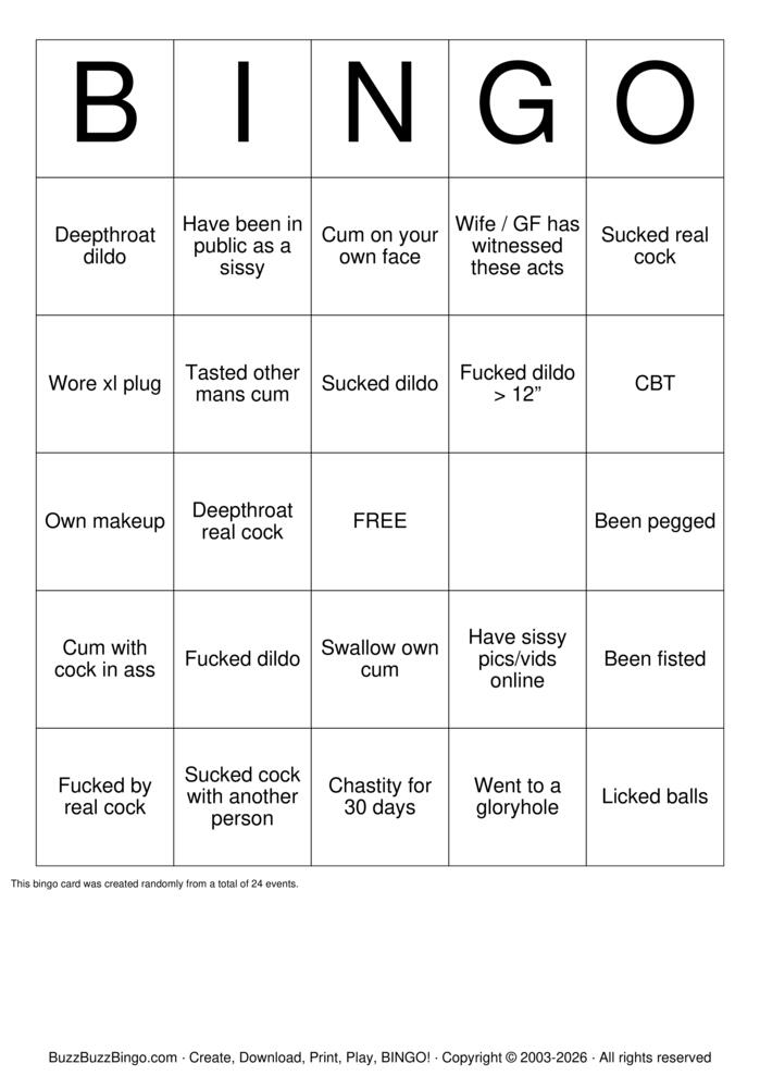 Download Free SISSY Bingo Cards