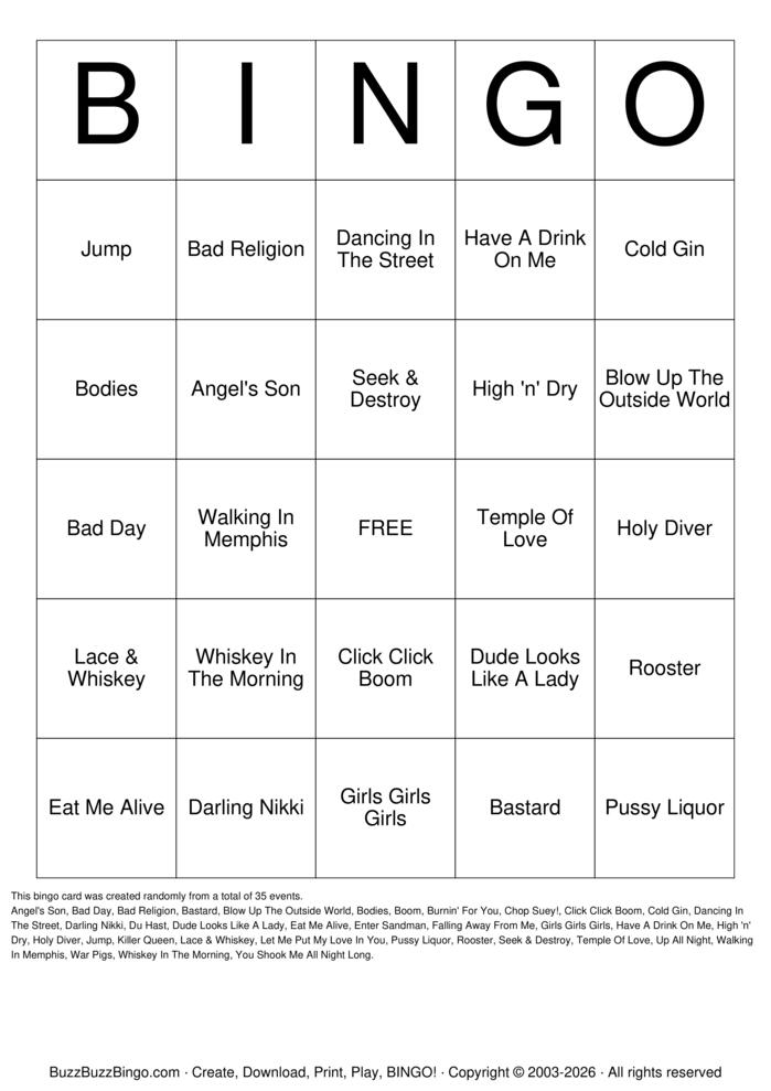 Download Free AC/DC Bingo Cards