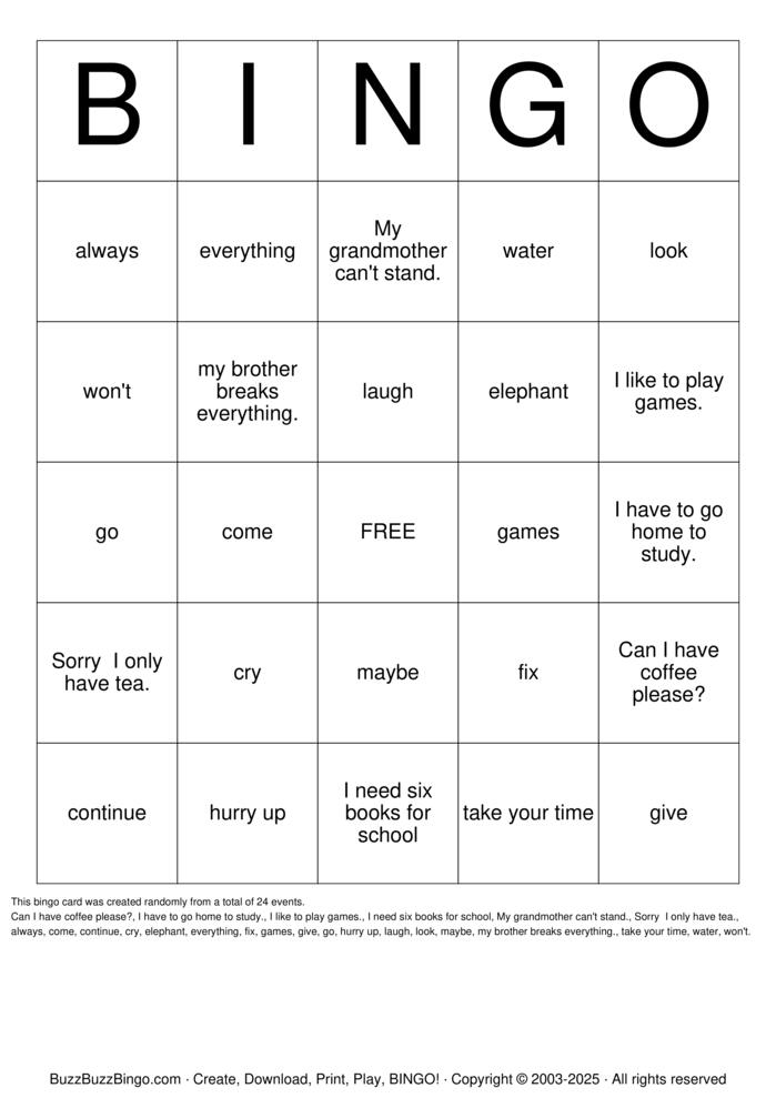 Download Free ASL Bingo Cards
