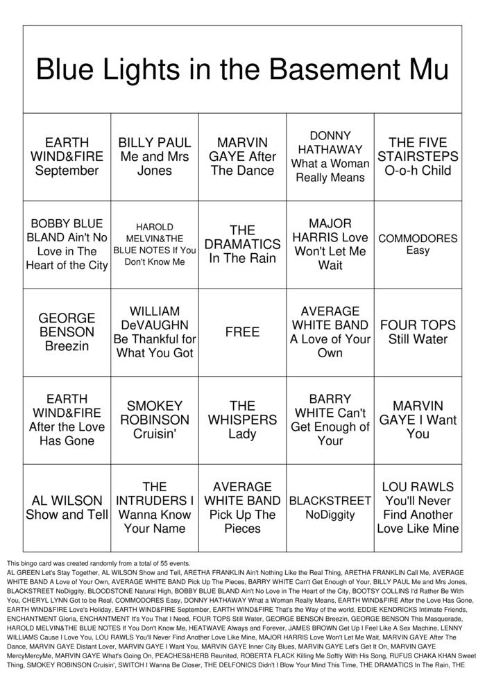 Download Free BLUE LIGHTS IN THE BASEMENT MUSIC BINGO Bingo Cards Download Free BLUE LIGHTS IN THE BASEMENT MUSIC BINGO Bingo Cards