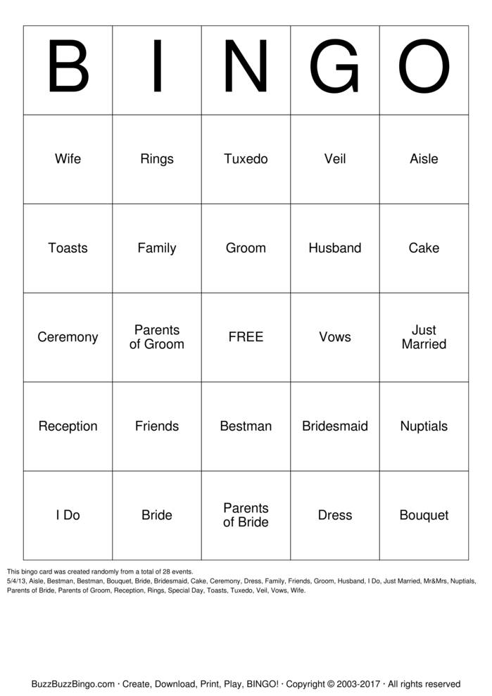 Bridal Shower Bingo Cards to Download, Print and Customize!