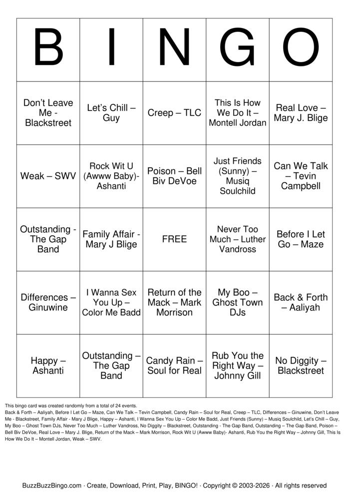 Download Free Custom Bingo Cards
