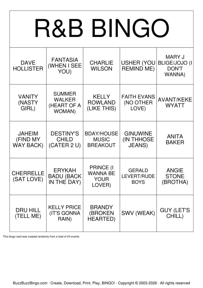 Download Free Custom Bingo Cards