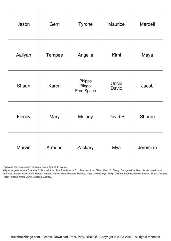 Family Reunion 2019 Bingo Cards to Download, Print and Customize!