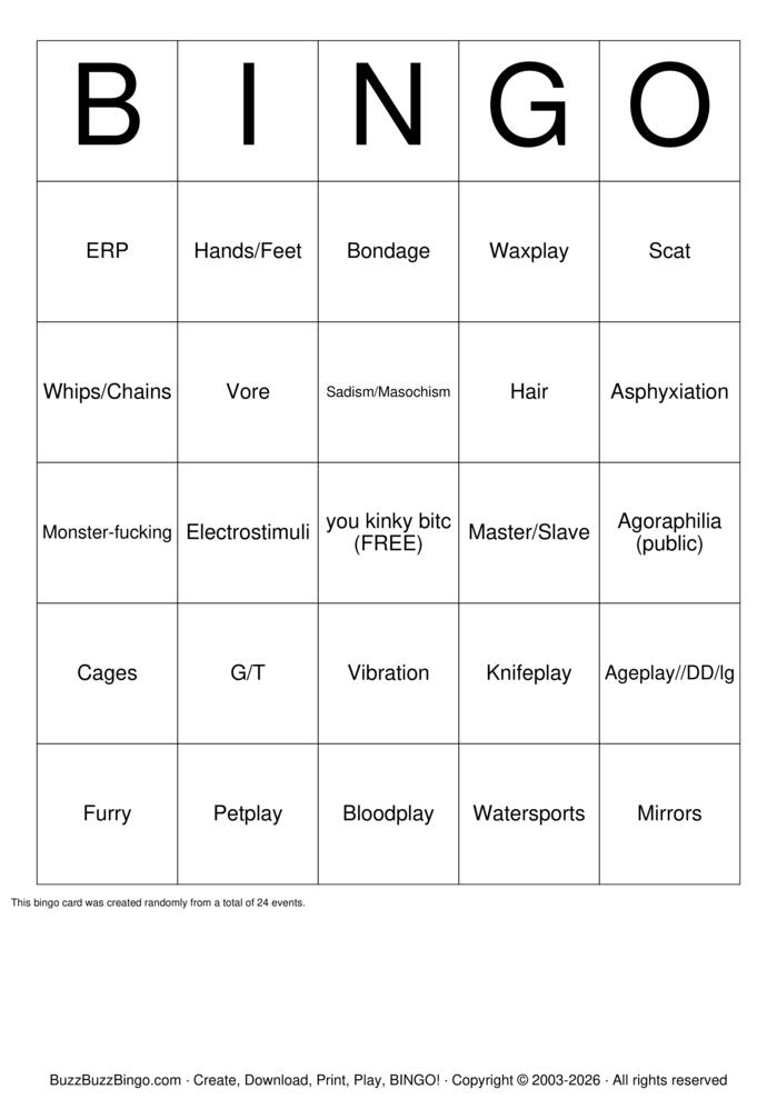Download Free Fetish/Kink Bingo Cards Download Free Fetish/Kink Bingo Cards
