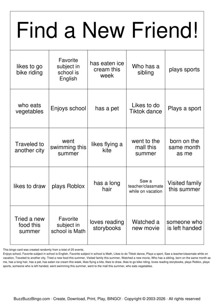 Download Free Find Someone Who  Bingo Cards