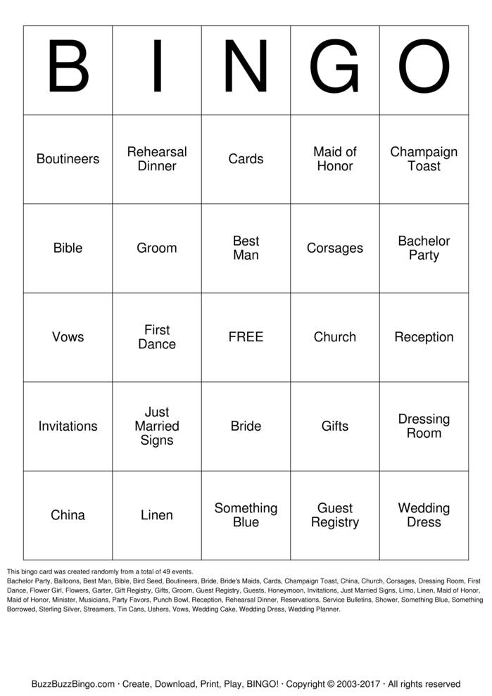 Download Free Groom Bingo Cards Download Free Groom Bingo Cards