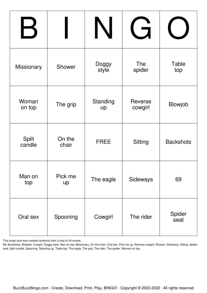 Download Free SEX positions Bingo Cards