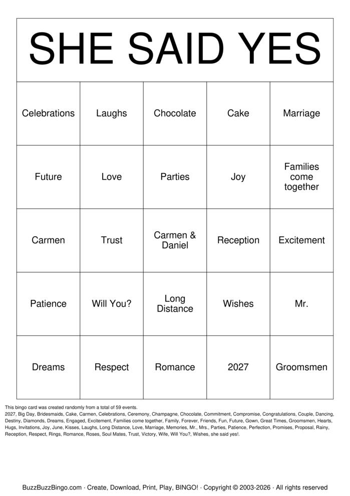Download Free Toes in the Sand-Ring on her Hand Bingo Cards