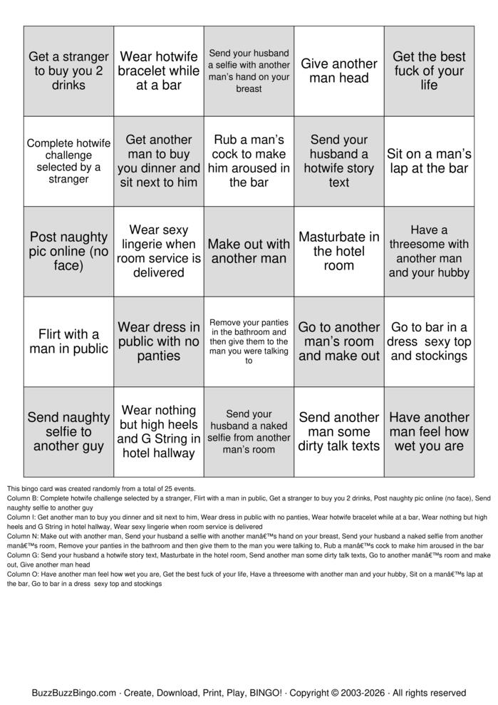 Download Free Wife Bingo Cards Download Free Wife Bingo Cards