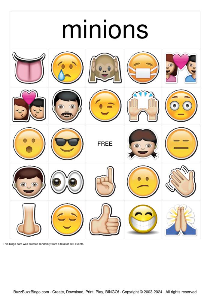 minions pictures and Danusaur Bingo Cards to Download, Print and Customize!