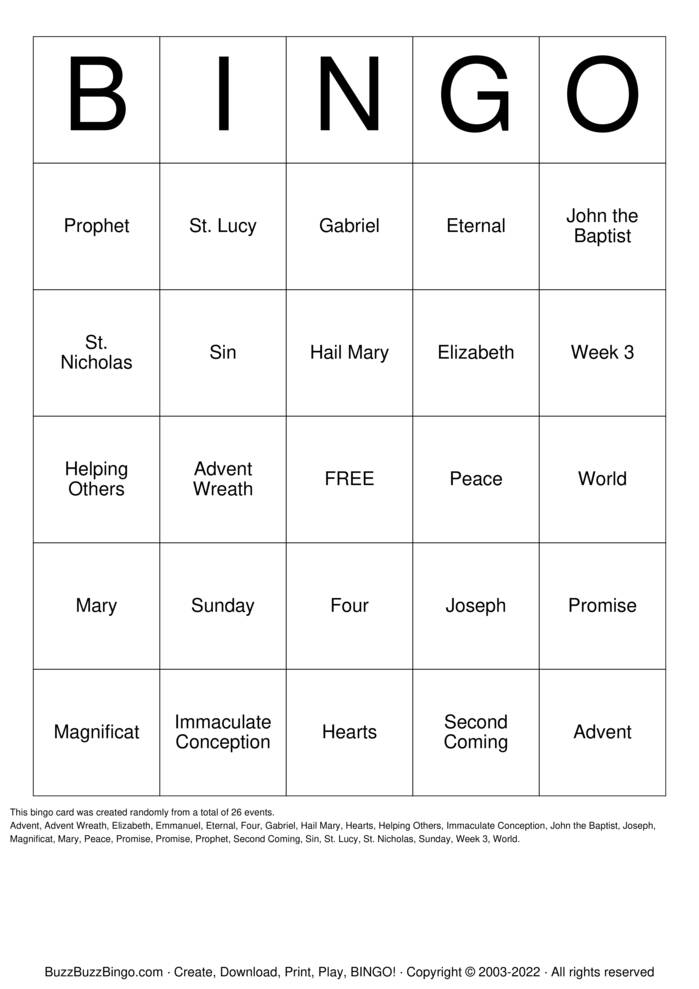 Advent Bingo Cards to Download, Print and Customize!