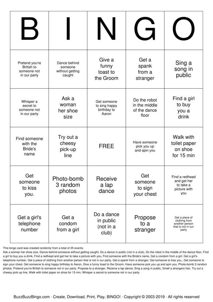Bachelorette Party Bingo Cards to Download, Print and Customize!