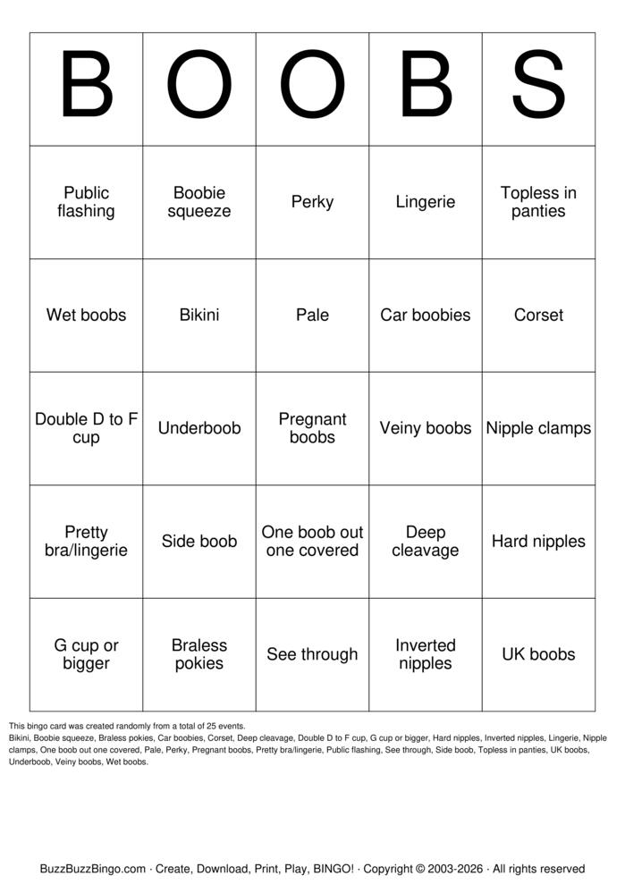 Download Free Boobs Bingo Cards Download Free Boobs Bingo Cards