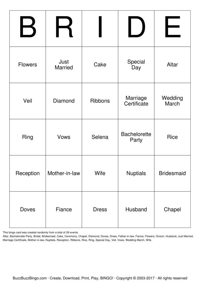 Bridal Shower Bingo Cards to Download, Print and Customize!