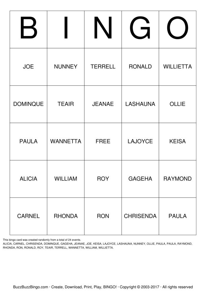 Download Free Custom Bingo Cards